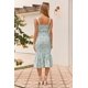 thumbnail image 3 of Vestido PRETTYGARDEN Floral Midi Sin Mangas con Volante en el Dobladillo Talla S, 3 of 8