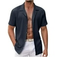 thumbnail image 1 of Dvkptbk Men Casual Turndown Short Sleeve Button Closure Shirt Hawaii Blouse, 1 of 5
