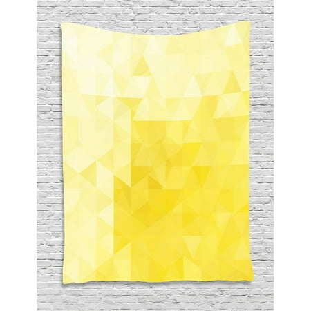 Yellow Decor For Living Room Yellow Tapestry, Simple Triangle Shaded Wavy Retro Mosaic Motifs Poly Gradient Illustration Art Print, Wall Hanging for Bedroom Living Room Dorm Decor, Yellow, by Ambesonne ()