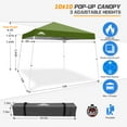 thumbnail image 4 of EAGLE PEAK 10ft x 10ft Grass Green Pop Up Outdoor Canopy, Foldable and Portable, 4 of 10
