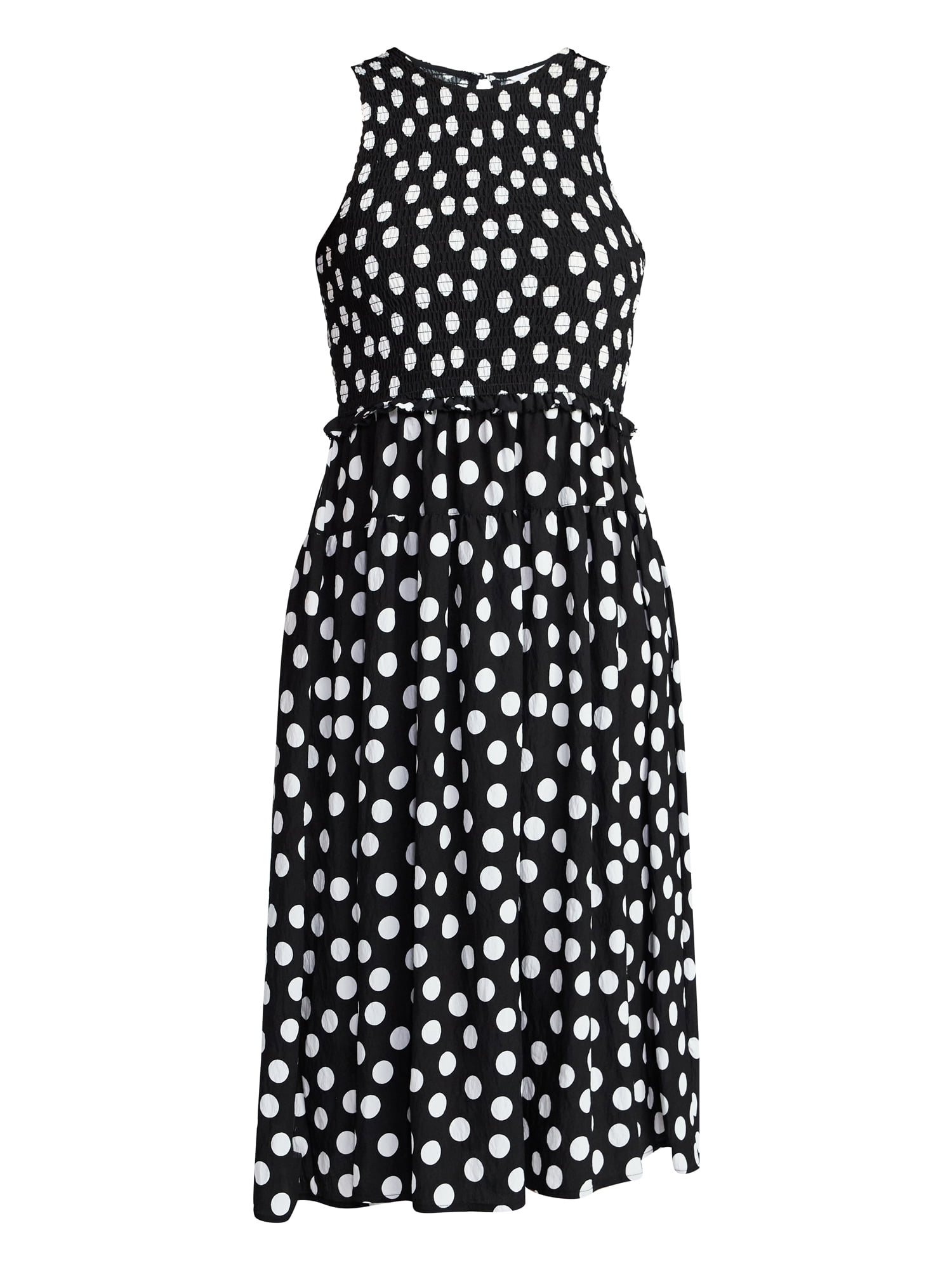 Time and Tru Women's Tiered Skirt Ruffle Smocked Midi Dress, Sizes XS-4X