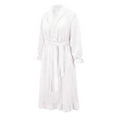 thumbnail image 5 of Women's Lace Trim Plush Fleece Maxi Robe, Elegant Collar Long Sleeve Bathrobe, Soft Warm Nightgown, Cozy Winter Loungewear, Delicate Trim Sleepwear White L, 5 of 10