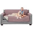 thumbnail image 1 of Original Patent Pending Reversible Small Sofa Protector, Many Colors, Seat Width to 62 Inch, Furniture Slipcover, 2 Inch Strap, Couch Slip Cover Throw for Pet Dogs, Cats, Dusty Rose Linen, 1 of 8