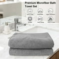 thumbnail image 6 of thovorrnl Bath Towels Pack of 2, Premium Coral Fleece Soft Towel Set for Bath, Shower, Spa, Gym, Yoga, Quick-Drying, 27x54 Inches(Grey), 6 of 7