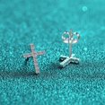 thumbnail image 2 of SFTING 925 Sterling Silver Cross with Moissanite Stud Earrings Cute Dainty Jewelry Gifts for Women Men Teens Hypoallergenic, 2 of 6