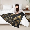 thumbnail image 3 of Manfei Gold Baroque Damask Sherpa Blanket 30x40, Hippie Flower Floral Fuzzy Blanket Throw, Vintage Victorian Fleece Blanket, Breathable Bedroom Decorative, 3 of 7