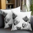 thumbnail image 2 of Throw Pillow Covers 16x16 Inch Set of 2 Tulip Flower Decorative Pillow Covers Black Gray Cushion Cover Pillowcase for Sofa Couch Bed Home Decor, 2 of 9