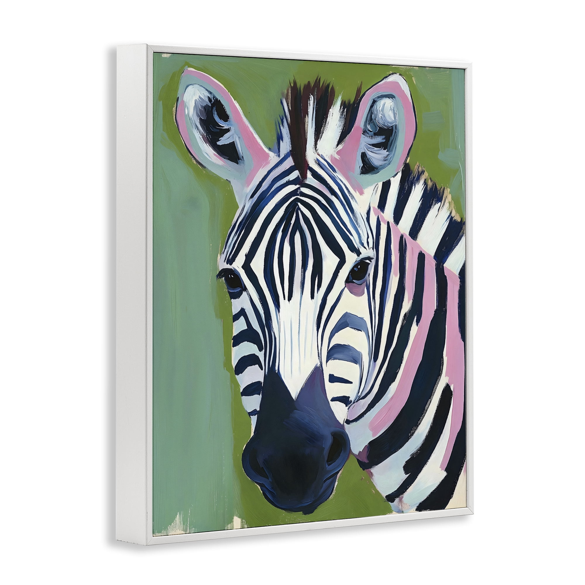 Stupell Industries Funky Zebra over Green White Framed Giclee Art, design by The Prints Vibe