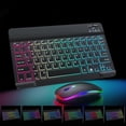 thumbnail image 1 of Teclado y Mouse Español Inalámbrico, Teclado Bluetooth RGB de 13 Pulgadas, Ratón de Modo Dual con 3 dpi Ajustables, para iOS Android Windows Mac Tableta Laptop Celular y Computadora (Negro), 1 of 5