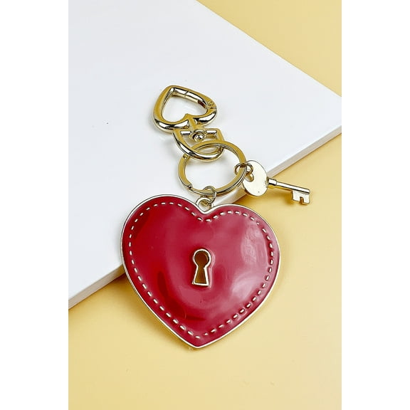 2" HEART SHAPED ENAMEL WITH KEY KEYCHAIN