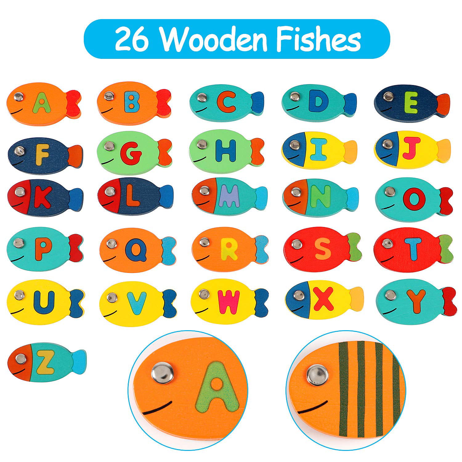 Lewo wooden Fishing Game magnetic Toy Kids 36m+