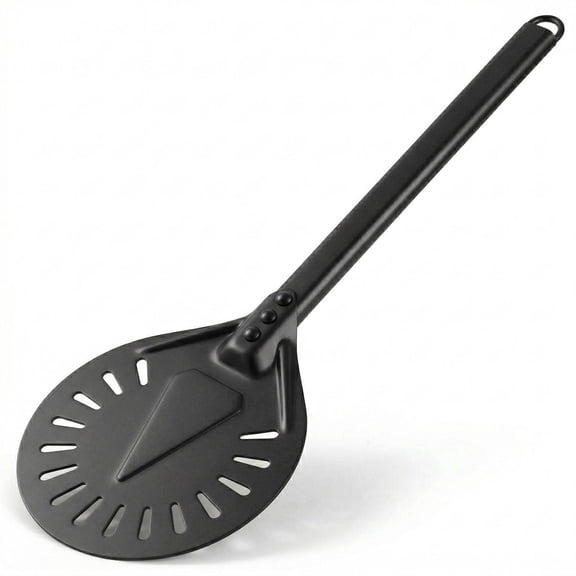 7 Inch Pizza Turning Peel - Round Perforated Aluminum Pizza Peel Turner with Long Handle, Lightweight Metal Pizza Paddle for Oven Accessories