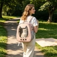 thumbnail image 4 of Cat Carrier Backpack, Pet Carrier Backpack Front Pack for Cat Puppy Dog Carrier Backpack Bag Space Capsule, Pet Carrier for Travel Hiking Camping Brown#, 4 of 6