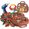 thumbnail image 1 of Caja de herramientas creativa: juguete de mosaico creativo con juego de herramientas de tornillo de taladro eléctrico, kit de creatividad 3D, juguete para niños de 3 a 12 años, 1 of 5