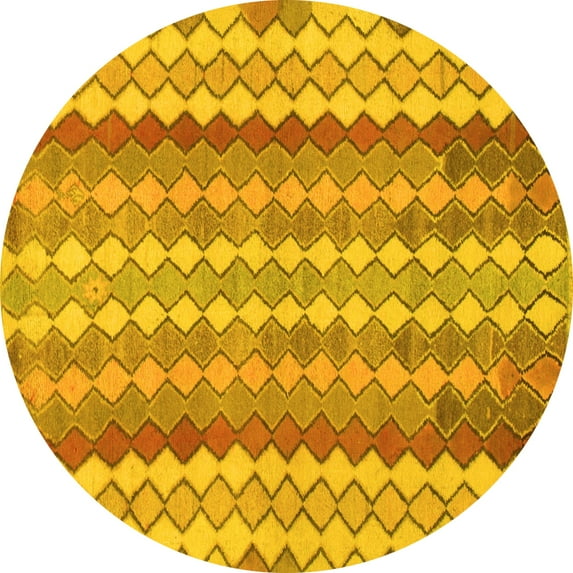 Ahgly Company Indoor Round Southwestern Yellow Country Area Rugs, 7' Round