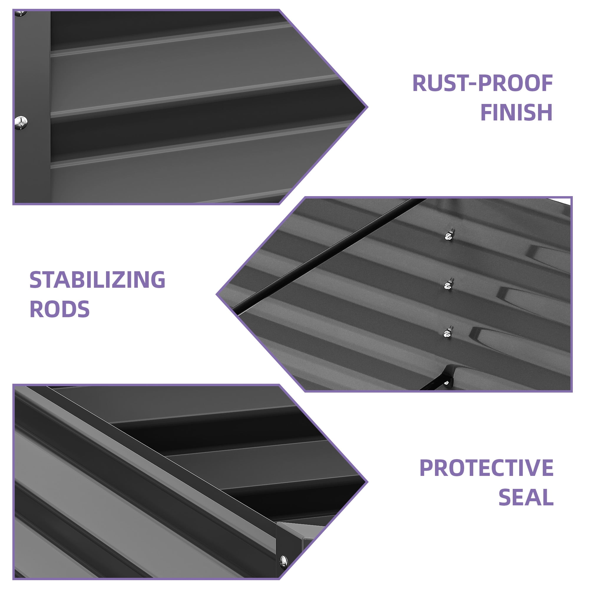 Dextrus 6x3x1.5 Ft Raised Garden Bed Kit with Gloves, Large Galvanized Metal Planter Box, Black