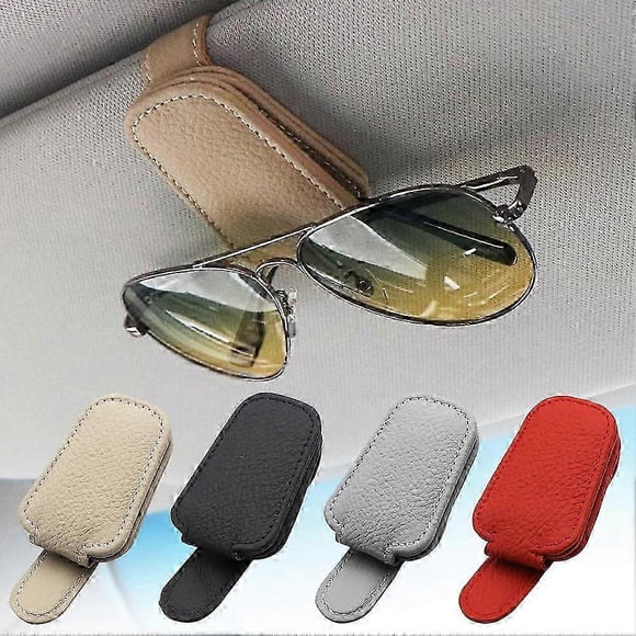 Car Visor Sunglasses Holder, Magnetic Leather Clip Organizer for Glasses & Tickets Cards, Universal Car Visor Accessories for All Vehicles