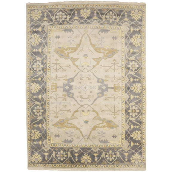Cream Floral 10X14 Traditional Oushak Oriental Rug
