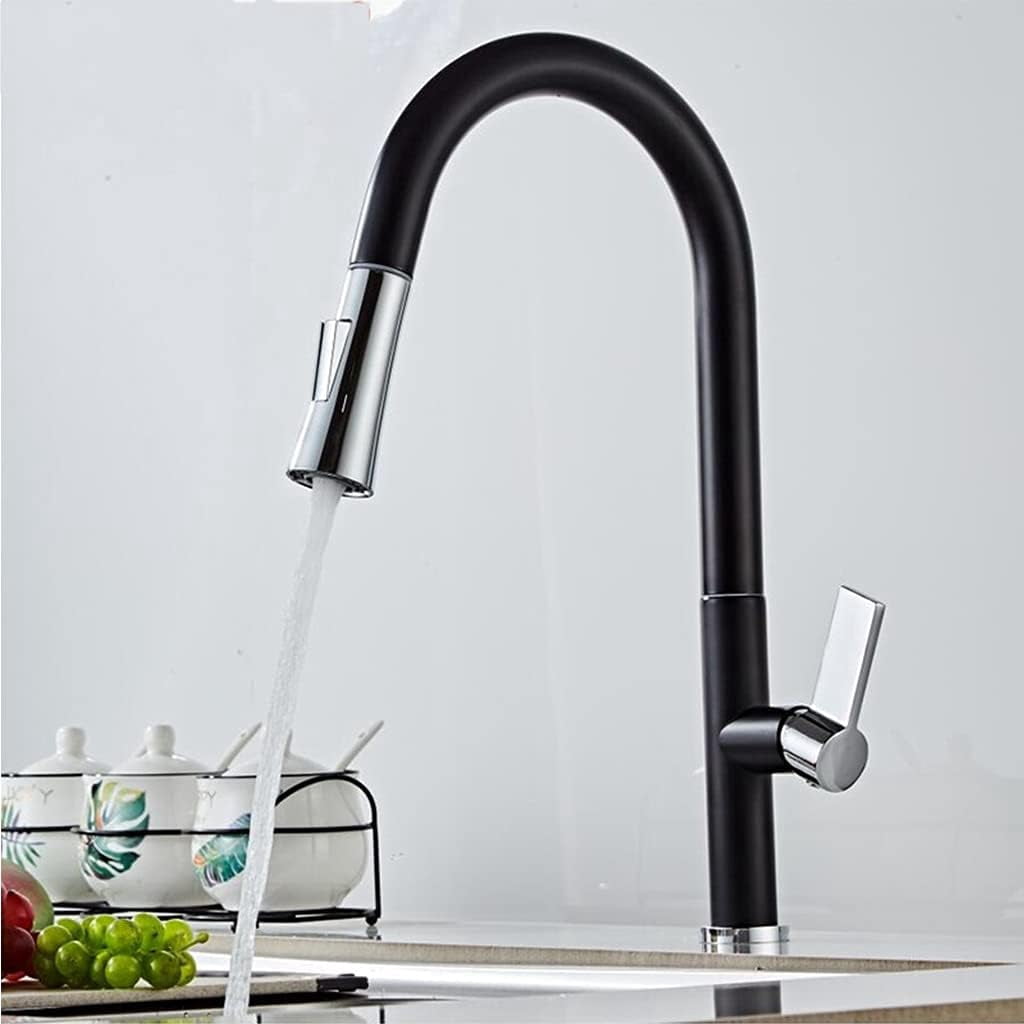 Kitchen Sink Faucet for Bar Farmhouse Commercial, Single Handle Pull Out Kitchen Tap, Swivel Degree Water Mixer Tap, Chrome Spring Button Nozzle Kitchen Faucets