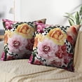 thumbnail image 4 of LALILO Throw Pillow Covers Floral With Roses Watercolor Accent Art Cushion Cover 18" x 18", 2 Pack, 4 of 6