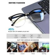 Blue Light Glasses for Women and Men,Advanced Computer Glasses,Gaming Glasses,Semi Rimless Glasses