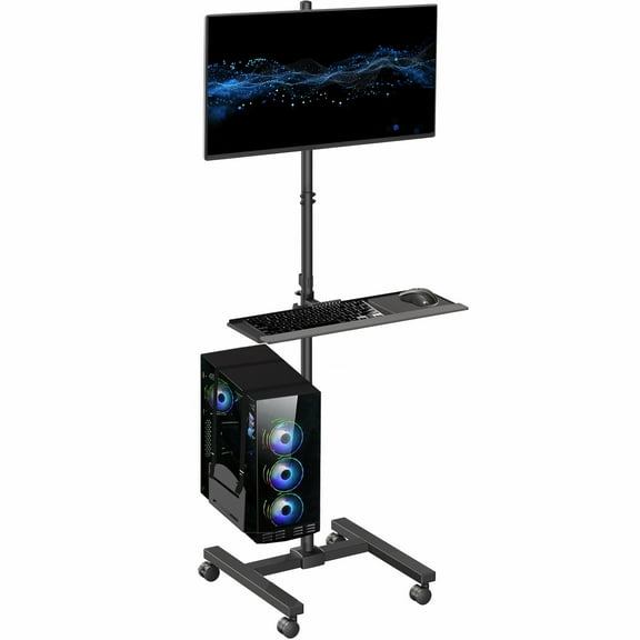 VIVO Mobile Computer Cart with Monitor Mount, PC Holder, Keyboard Tray