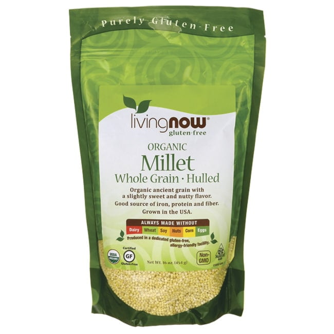 NOW Foods Organic Whole Grain Hulled Millet 16 oz Pkg
