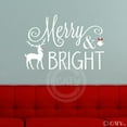 thumbnail image 5 of Merry and Bright with Reindeer and Ornament Self Adhesive Decals Holiday Christmas Vinyl Lettering Wall Decal Sticker Snowflakes - Size: 16.5"H x 24"L - Color: White / Red, 5 of 5