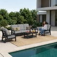 thumbnail image 4 of CIOKEA HDPS 7-piece Outdoor Sectional Sofa Set, Patio Furniture Set , All Weather Outdoor Conversation Set for Deck, Lawn, Black Frame with 4.5IN Gray Cushion, 4 of 9