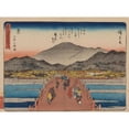 thumbnail image 2 of Andō Hiroshige 24x19 Black Ornate Framed Double Matted Museum Art Print Titled: Tokaido Gojusantsugi, Pl.55 (1868-1912), 2 of 5