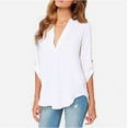 thumbnail image 1 of Hauts pour Femmes à Manches 3/4 à Col en V Tunique Décontractée Blouse Chemise Ample, 1 of 1