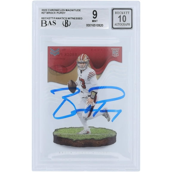 Brock Purdy San Francisco 49ers Autographed 2022 Panini Chronicles Magnitude #MAG-27 Beckett Fanatics Witnessed Authenticated 9/10 Rookie Card - Fanatics Authentic Certified