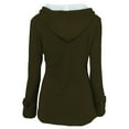 thumbnail image 3 of BKQCNKM Fleece Jacket Women, Sherpa Lined Jacket Women, Long Coat Women, Horn Button Thicken Coat with Hooded Solid Winter Windproof Coat, Sherpa Jacket Women, Army Green 4XL, 3 of 4