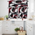 thumbnail image 3 of Red Black Twist Art Kitchen Curtains Valances and Tiers Set of 3 Classic Match Tier Curtains and Valance with Rod Pocket for Small Windows, 27.5"x36", 3 of 9