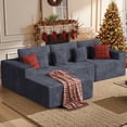 thumbnail image 2 of Daluvenix 111” Modular Sectional Sofa, Cloud Sectional Couch with L-Shape Chaise, Upholstered Comfy Deep Seat Couch for Living Room Bedroom, No Assembly Required, Gray(corduroy Fabric), 2 of 9