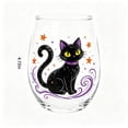 thumbnail image 3 of 2D Printed Halloween Stemless Glass Cup, Spooky Ghost Black Cat Pumpkin Pattern Wine Tumbler, Seasonal Halloween Party Drinkware Decor, 3 of 7