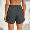 thumbnail image 5 of Nmnitkp Shorts for Women High Waisted Linen Blend Shorts, Lightweight Breathable Pleated Summer Casual Shorts with Pockets, Elastic Back Waist for Beach Vacation & Daily Wear Dark Gray,L, 5 of 8