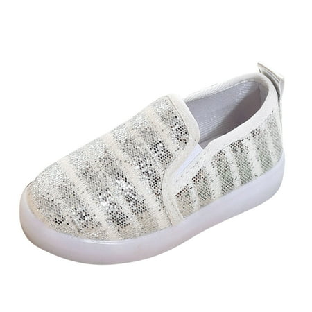 

TAIAOJING Girls First Walker Sandals Toddler Boys Canvas Shoes Slip On Sneakers Light Up Shoes Lazy Loafers For Toddler Non-Slip Shoe