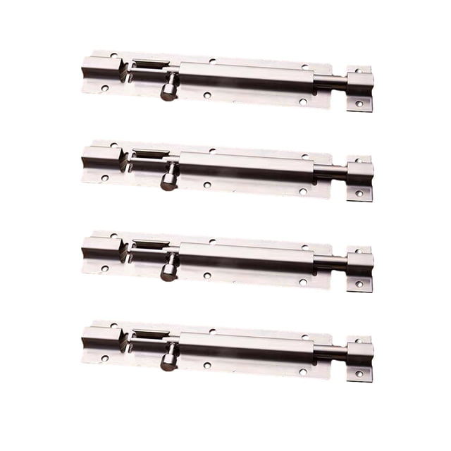 Justharion 4x Silver Stylish Door Upgrade Home Security With Easy Installation Sliding Door Lock Slide Screws Gate 5 inch 1Set