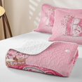 thumbnail image 4 of Feelyou Princess Crown B Initial Pink Floral Quilt Full, Damask Rose Floral Full Bedspread Sets for Girls, 3-Piece, 4 of 7