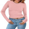 thumbnail image 1 of Chemises à Col Rond à Manches Longues pour Femmes Pulls Ajustés Slim Fit Basic Casual Tops S/M/L/XL, 1 of 9
