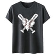 thumbnail image 4 of JLFKNG T Shirts For Women Fashion Sports Baseball Print Round Neck Short Sleeve Casual T Shirt Tops Breathable Loose Fit Comfy Summer Clothes, 4 of 5