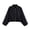Black #04, variant on Womens Solid Cropped Zip Up Lapel Collar Jacket Long Sleeve Elastic Cuff Hem Coat Minimalist Casual Outerwear for Fall Winter Wear