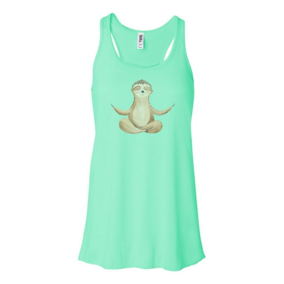 "Yoga Sloth, Yoga Tank Top, Yoga Racerback, Racerback Tank Top, Sublimation, Yoga Top, Yogi, Sloth T, Workout Top, Soft Bella Tank, Sloth, Mint , MEDIUM"