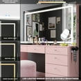 thumbnail image 4 of Boahaus Zoe Vanity Set with LED Mirror, Bluetooth Speakers and Large Storage, Pink, 4 of 4