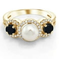 thumbnail image 2 of Gem Stone King 1.24 Ct Round Black Onyx 18K Yellow Gold Plated Silver Ring, 2 of 3