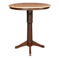36" Round Pedestal Counter Height Table with 12" Leaf Cinnamon/Espresso