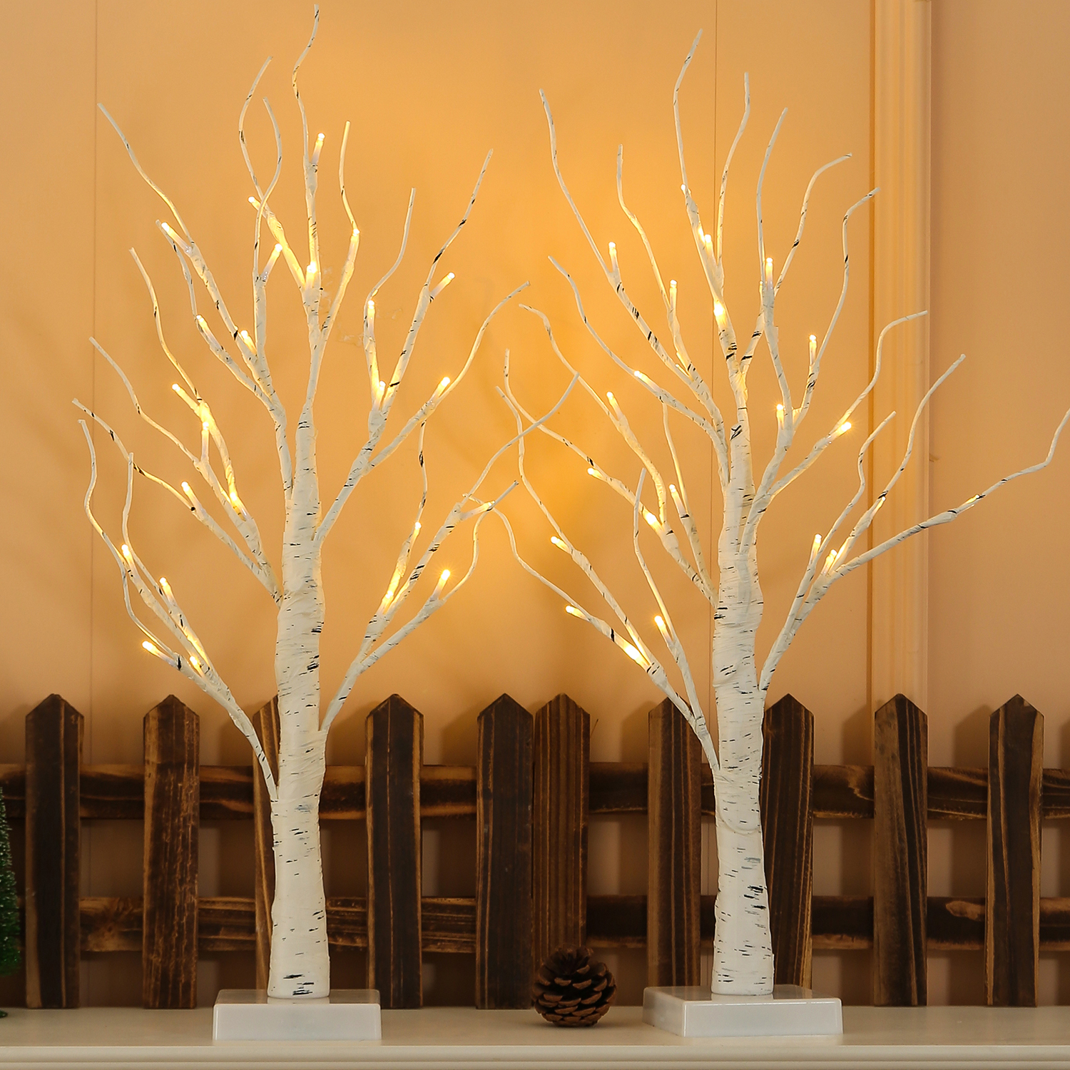 NOWSTO Birch Tree with Lights 2-Pack, 2 Ft photo 1