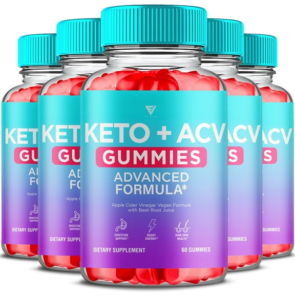 (5 Pack) Keto   ACV 1000mg Gummies Vitamin B12 Vitamin B6 Apple Cider Vinegar Advanced Gut Health Keto Plus ACV (300 Gummies)