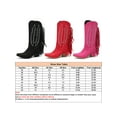 thumbnail image 2 of Woobling Bottes Vintage à Franges pour Femmes Chaussures de Cowgirl Décontractées à Grand Mollet Bottes Western Rouges 7, 2 of 9